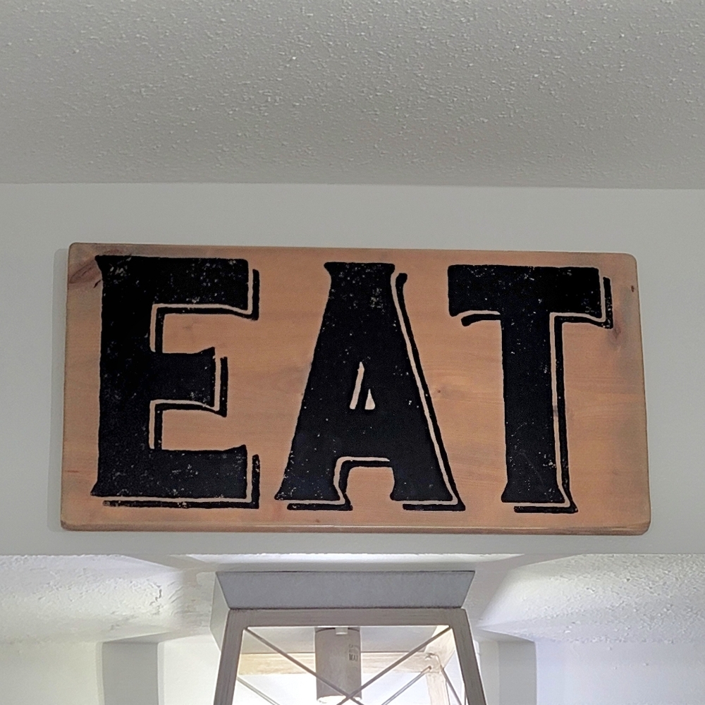 Wooden 'EAT' Sign